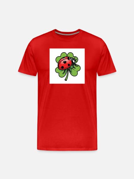 Shamrock with ladybug design - Men's Premium Organic T-Shirt - red