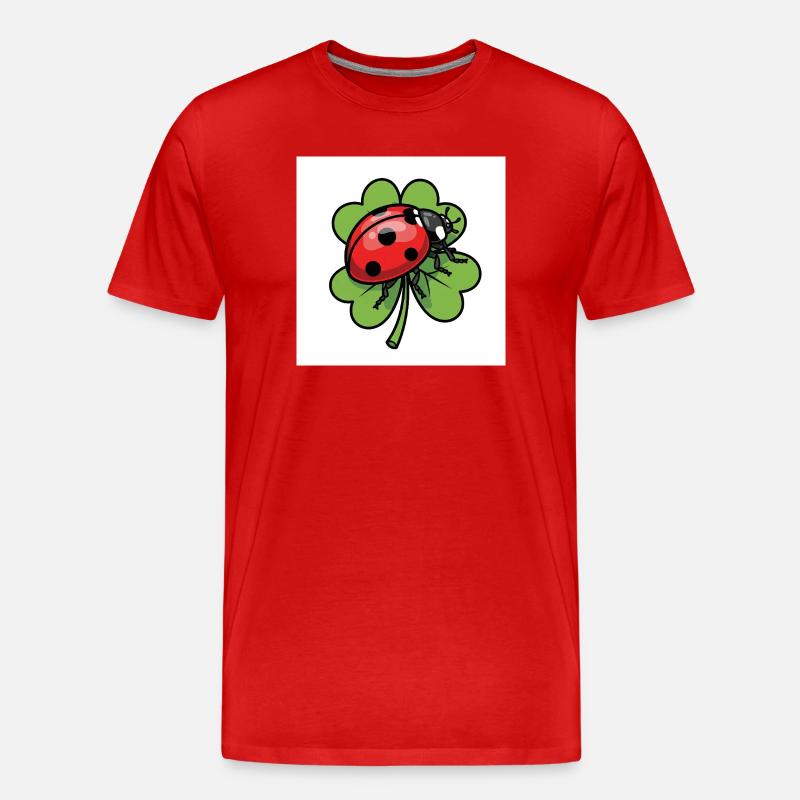 Shamrock with ladybug design - Men's Premium Organic T-Shirt - red