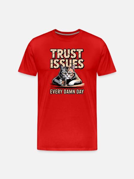 Trust Issues Cat - Men's Premium Organic T-Shirt - red