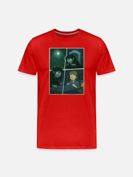 Nächtlicher Besuch - Männer Premium Bio T-Shirt - Rot