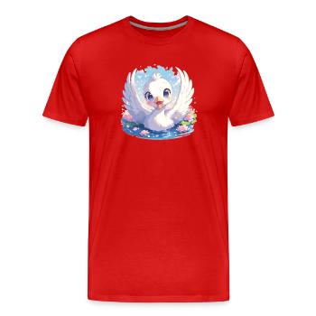 Schwäne Schwan - Männer Premium Bio T-Shirt - Rot - Vorne - Damien (186cm)