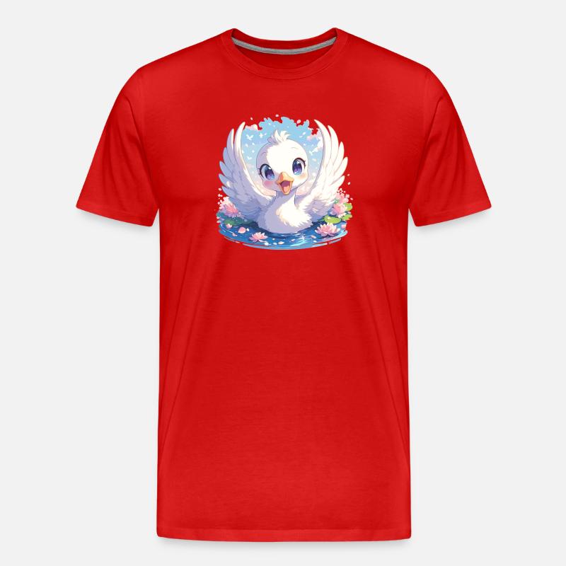 Schwäne Schwan - Männer Premium Bio T-Shirt - Rot