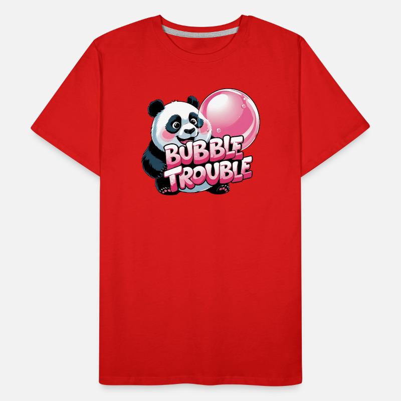 Panda mignon avec gâteau à bulles T-shirt bio Premium Homme