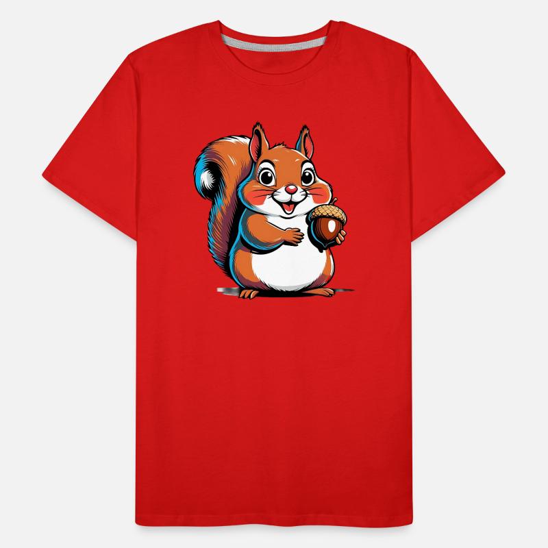 Niedlicher Eichhörnchen Druck mit Eichel Männer Premium Bio T-Shirt