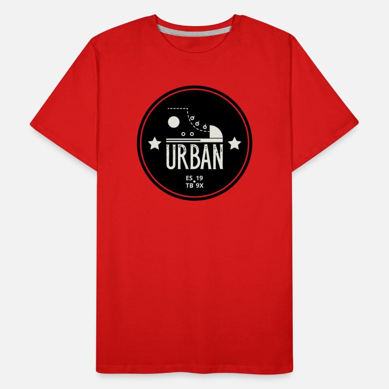 Urban Style Abzeichen mit rotem Sneaker und Bold Männer Premium Bio T-Shirt