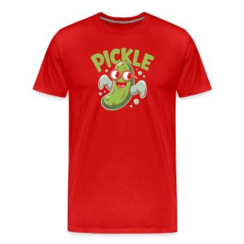 Funny Pickle Cartoon Character - Men's Premium Organic T-Shirt - red - Front - Damien (186cm)