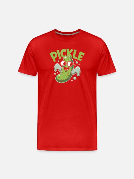 Funny Pickle Cartoon Character - Men's Premium Organic T-Shirt - red