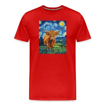 Highland Cow - Männer Premium Bio T-Shirt - Rot - Vorne - Damien (186cm)