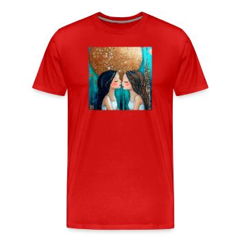 Porträt der Frauen der Fusion - Männer Premium Bio T-Shirt - Rot - Vorne - Damien (186cm)