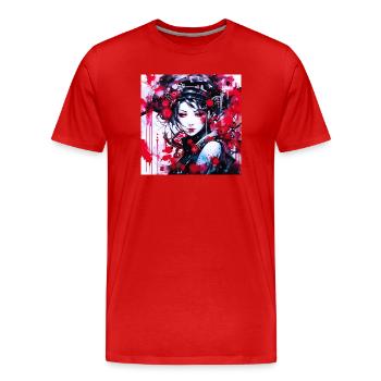 Portrait Futuriste Éclaboussée Rouge - T-shirt bio Premium Homme - rouge - Devant - Damien (186cm)