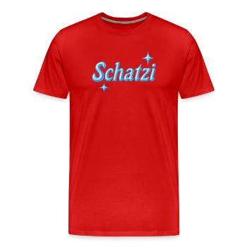 schatzi / Y2K-Design / blau - Männer Premium Bio T-Shirt - Rot - Vorne - Damien (186cm)