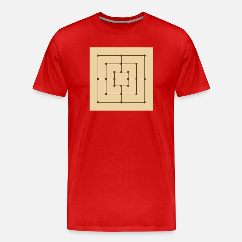 Mühle Spielbrett - Männer Premium Bio T-Shirt - Rot