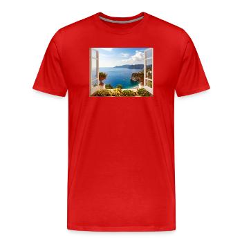 Panoramic views of the Mediterranean coast - Men's Premium Organic T-Shirt - red - Front - Damien (186cm)