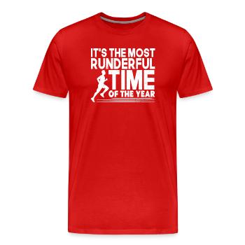 Marathonien Le plus runderful Temps de course - T-shirt bio Premium Homme - rouge - Devant - Damien (186cm)