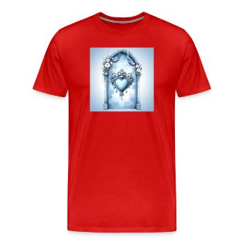 Decorative heart frame in blue baroque style - Men's Premium Organic T-Shirt - red - Front - Damien (186cm)