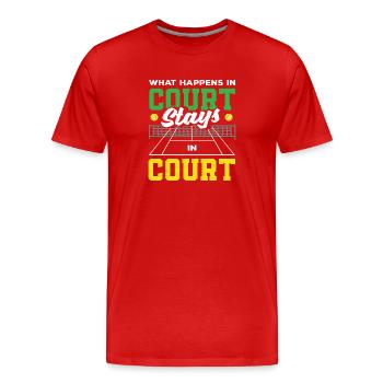 What Happens on the Tennis Court Remains Tennis - Men's Premium Organic T-Shirt - red - Front - Damien (186cm)