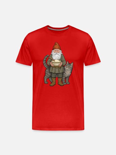 Der Bauernelf und die Katze - Männer Premium Bio T-Shirt - Rot