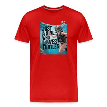 Just a girl who loves turtles - Männer Premium Bio T-Shirt - Rot - Vorne - Damien (186cm)