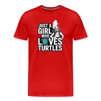 Just a girl who loves turtles - Männer Premium Bio T-Shirt - Rot - Vorne - Damien (186cm)