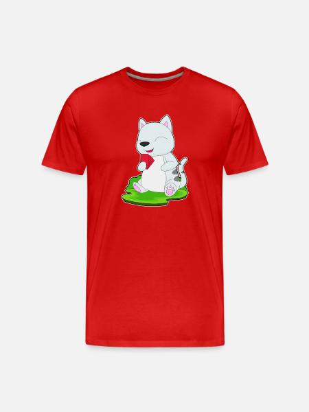 Katze Poker Pokerkarten - Männer Premium Bio T-Shirt - Rot