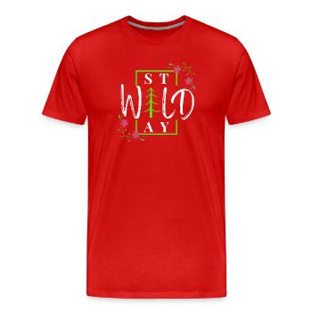 Stay Wild - Rustikaler Winterwald - Männer Premium Bio T-Shirt - Rot - Vorne - Damien (186cm)