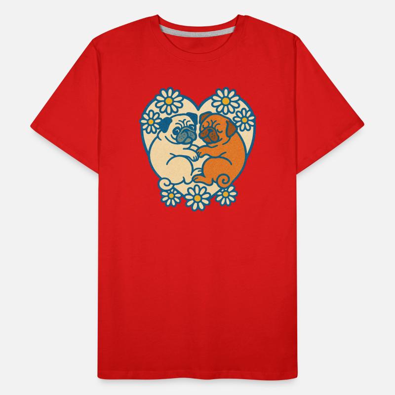 Verspieltes Mops-Paar-Herz-Design Männer Premium Bio T-Shirt