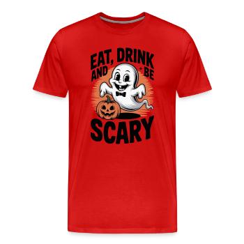 Mangez, buvez et ayez peur - T-shirt bio Premium Homme - rouge - Devant - Damien (186cm)