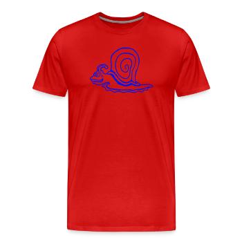 Schnecke Schnell Kriechen Lustig Cartoon Raserei - Männer Premium Bio T-Shirt - Rot - Vorne - Damien (186cm)