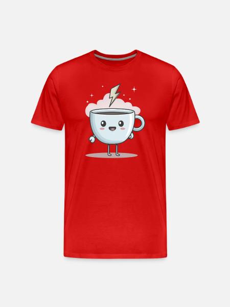 Kaffee = Strom fürs Herz - Männer Premium Bio T-Shirt - Rot