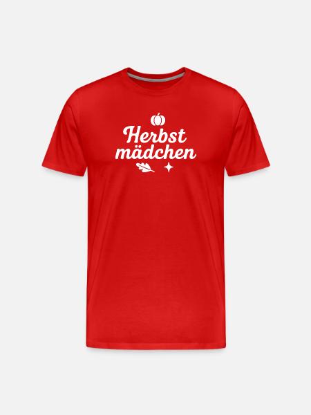 Herbstmädchen Naturmotiv Design - Männer Premium Bio T-Shirt - Rot