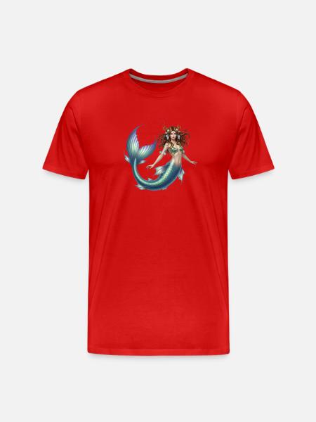 Sea nymph with scaly fin - Men's Premium Organic T-Shirt - red