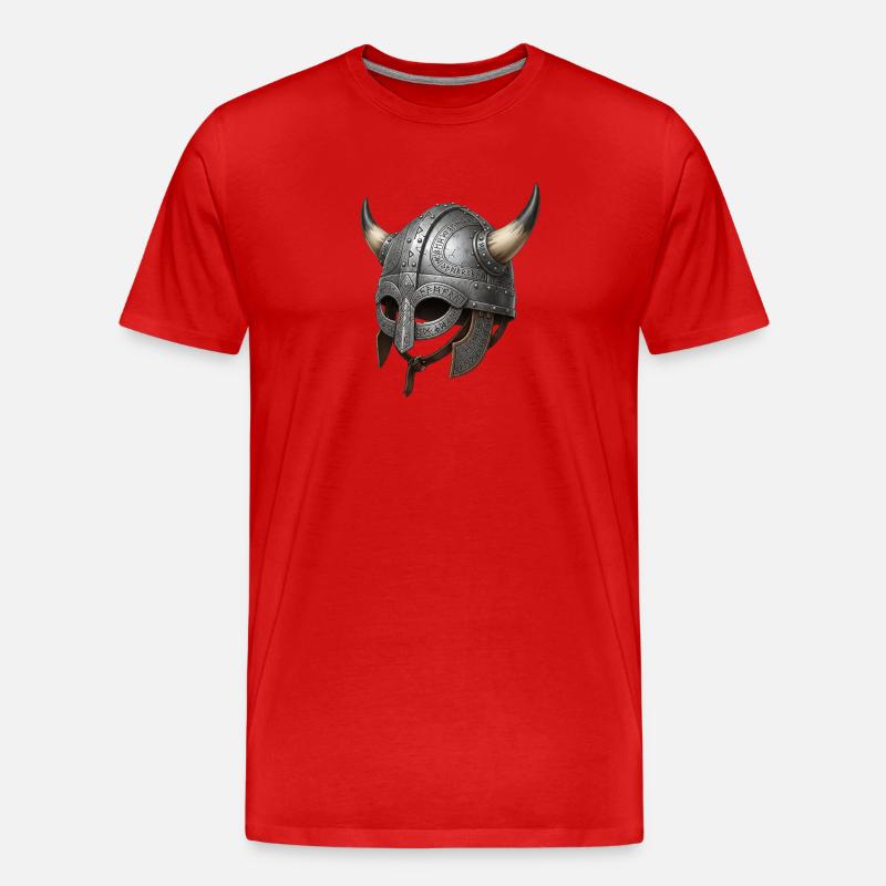 Vikingehjelm med runemotiv - Herre Premium T-shirt økologisk - rød