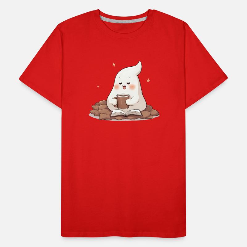 Kawaii Geist – Cozy Coffee & Books Männer Premium Bio T-Shirt