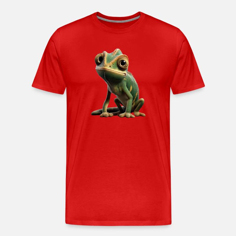 Chamäleon Echse Reptil Chameleon Leguan Eidechse - Männer Premium Bio T-Shirt - Rot