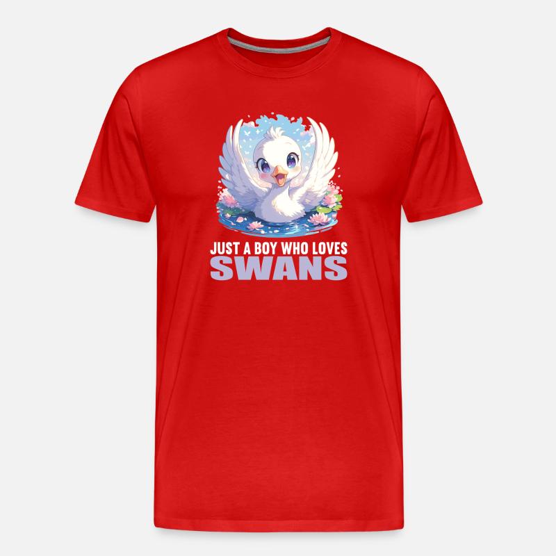 Schwäne Schwan - Männer Premium Bio T-Shirt - Rot