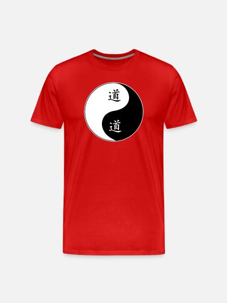 Yin Yang Symbol with Chinese Characters - Men's Premium Organic T-Shirt - red