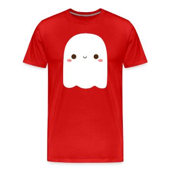 Playful Ghost Character Illustration - Men's Premium Organic T-Shirt - red - Front - Damien (186cm)
