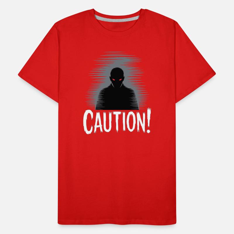 Dark Shadow Caution Graphic Men's Premium Organic T-Shirt