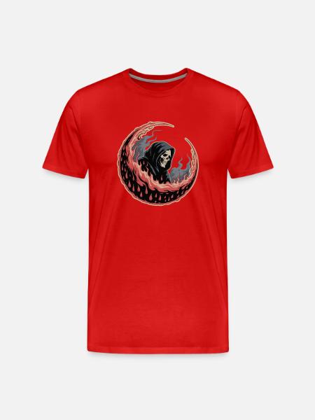 Dark Reaper Moon Tattoo Design - Men's Premium Organic T-Shirt - red
