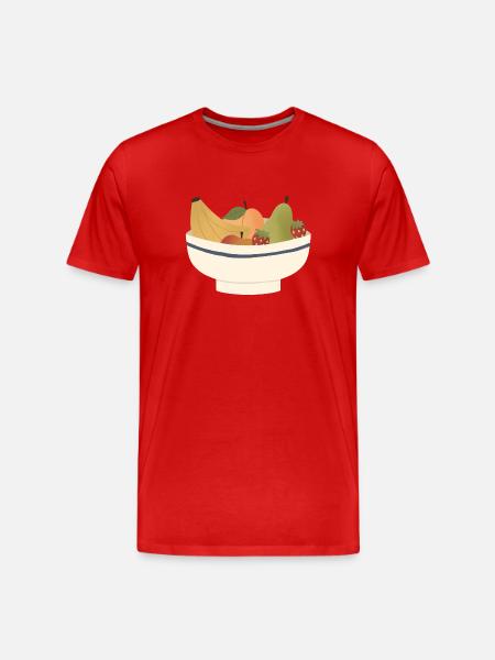 Whimsical Fruit Bowl Illustration - Men's Premium Organic T-Shirt - red