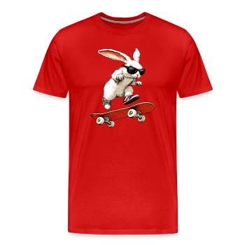 Hasen Skater / Skateboard Hase - Männer Premium Bio T-Shirt - Rot - Vorne - Damien (186cm)
