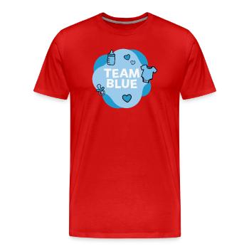 Team Blue Baby Shower Design - Männer Premium Bio T-Shirt - Rot - Vorne - Damien (186cm)