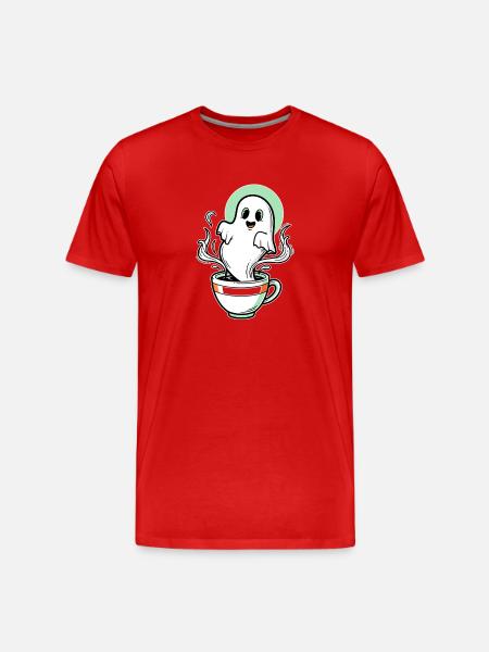 Funny Ghost Coffee Cup Design - Men's Premium Organic T-Shirt - red