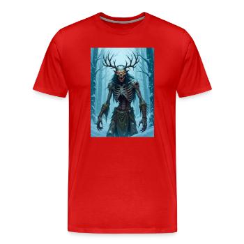 Wendigo, démon cannibale émacié du folklore - T-shirt bio Premium Homme - rouge - Devant - Damien (186cm)