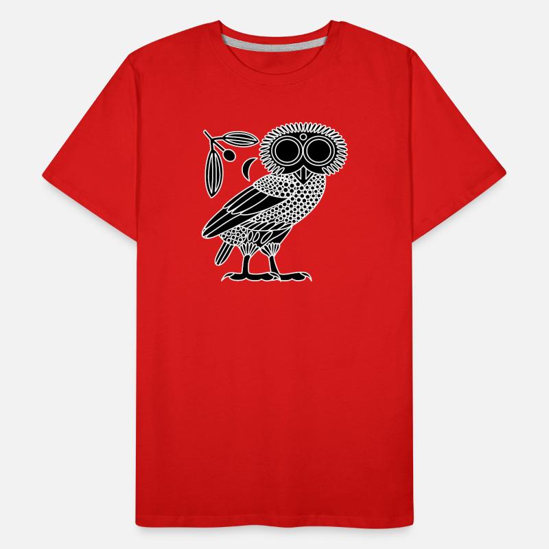 Eule der Athene [Schwarz + Kranz & Halbmond] Männer Premium Bio T-Shirt