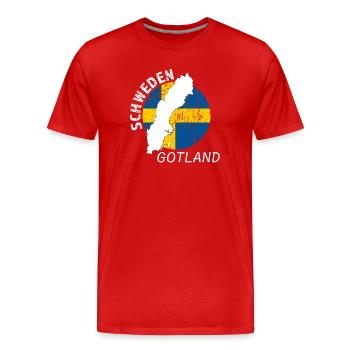 Gotland - Männer Premium Bio T-Shirt - Rot - Vorne - Damien (186cm)