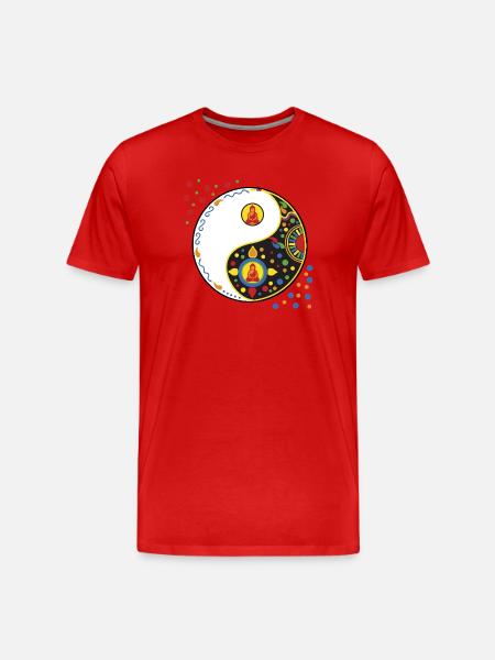 Yin Yang Tao with Buddha - Men's Premium Organic T-Shirt - red