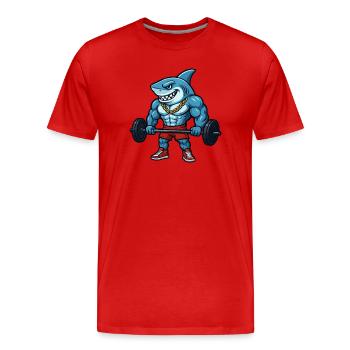 Muscles de requin, bodybuilder comique - T-shirt bio Premium Homme - rouge - Devant - Damien (186cm)