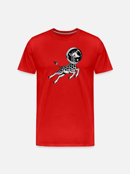 Giraffe in Space - Cool Astonomy Logo - Men's Premium Organic T-Shirt - red