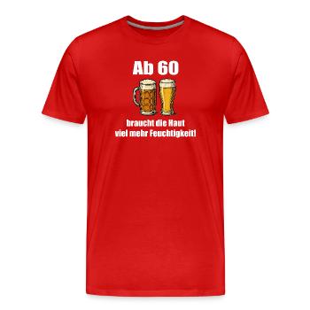 Plus d'humidité à partir de 60 °C – Humour sur la bière - T-shirt bio Premium Homme - rouge - Devant - Damien (186cm)